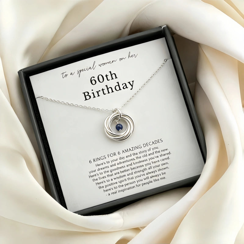 60th Birthday Gifts for Women, Silver Birthstone Necklace, 60th Birthday Gift, Birthstone Jewelry