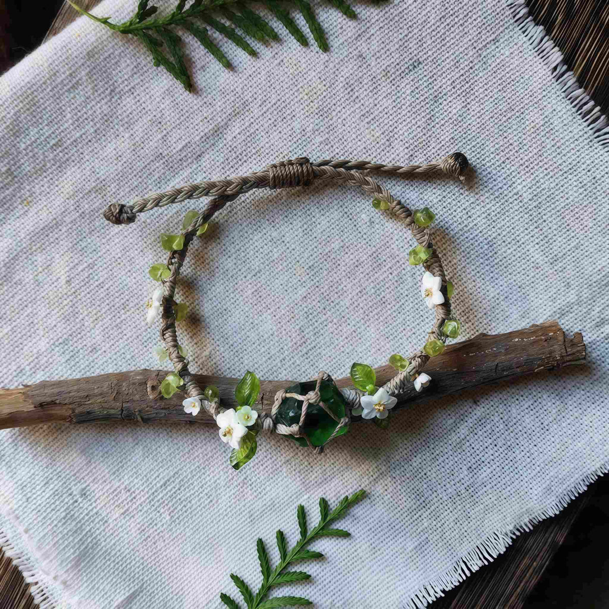 Peridot Botanical Handmade Bracelet - Healing & Renewal