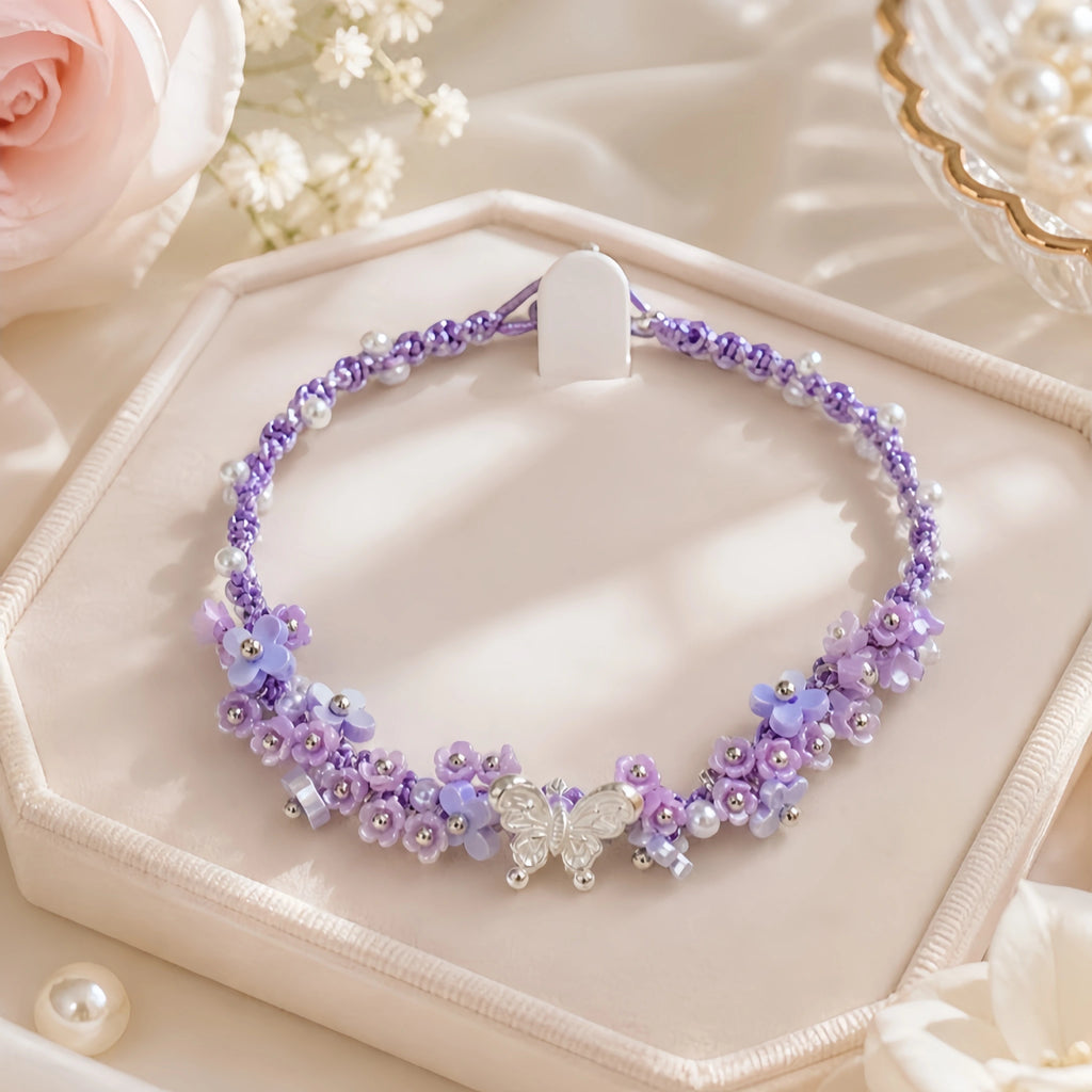 Bracelet tressé floral fait main