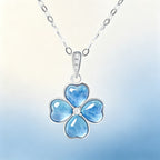 Pendentif Trèfle à quatre feuilles bleu en cristal naturel – Cadeau porte-bonheur pour elle / Maman
