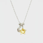 Collier Lune et Étoile en Citrine Naturelle/Quartz Transparent - Attire la Richesse, Purifie l'Aura