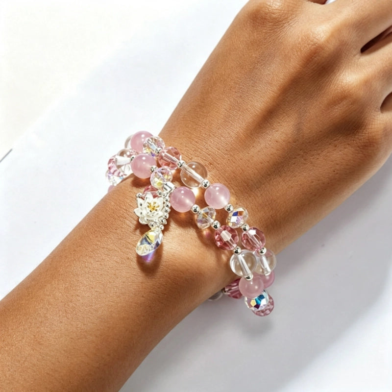Bracelet de jade serpentin naturel Renouveau du lotus