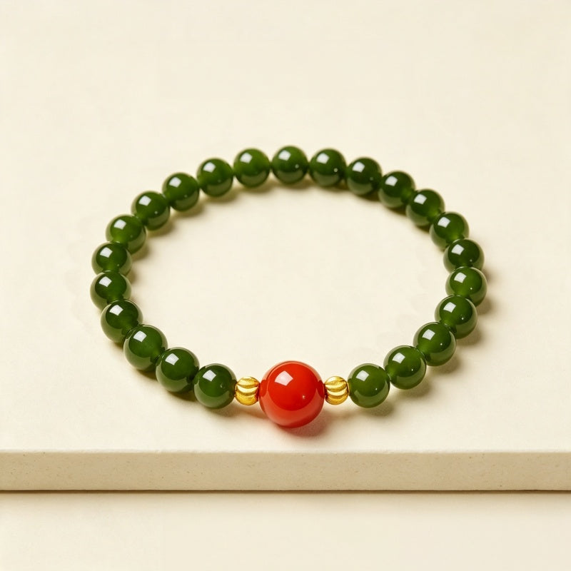 Bracelet en jade Hetian naturel Lotus Éclat Pur