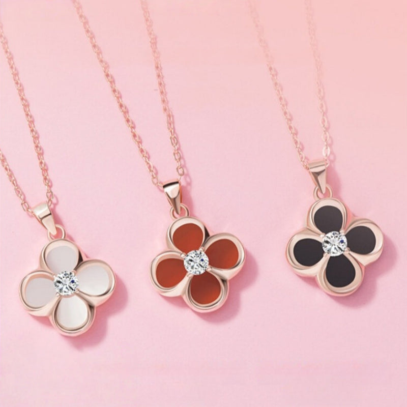 Onyx Lucky Clover Necklace — Two-Way Wear • Reversible Design