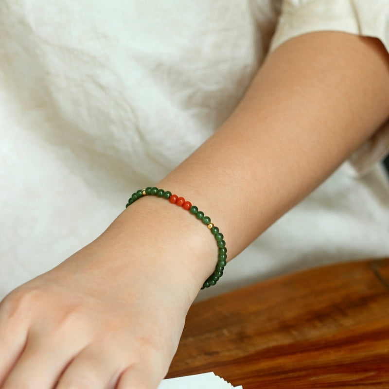 Bracelet en jade Hetian naturel Lotus Éclat Pur