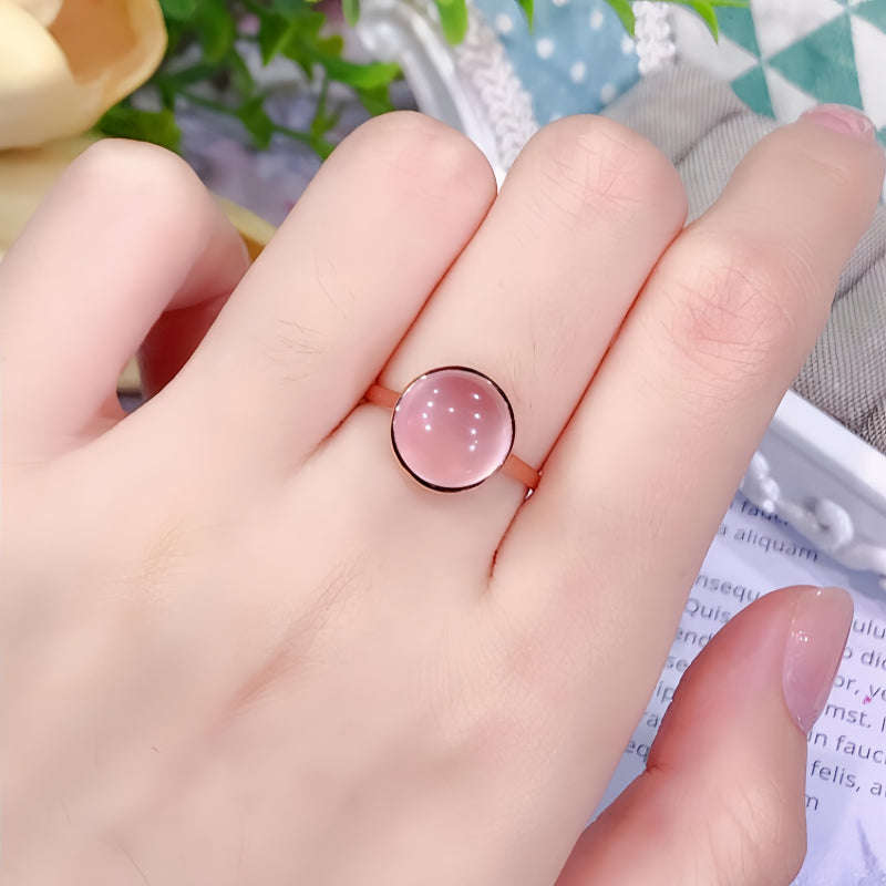 Bague en cristal d'énergie d'amour délicate en quartz rose