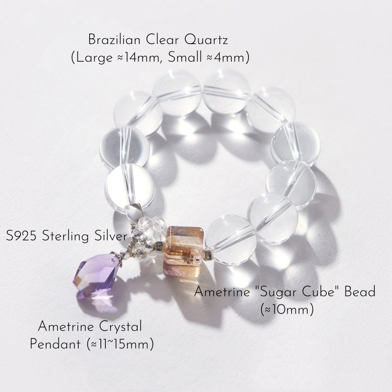 Brazilian Flawless Clear Quartz & Amethyst Bracelet – Purify, Open Wisdom, Attract Benefactors