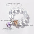 Bracelet brésilien en quartz clair incolore et améthyste – Purifier, ouvrir la sagesse, attirer les bienfaiteurs