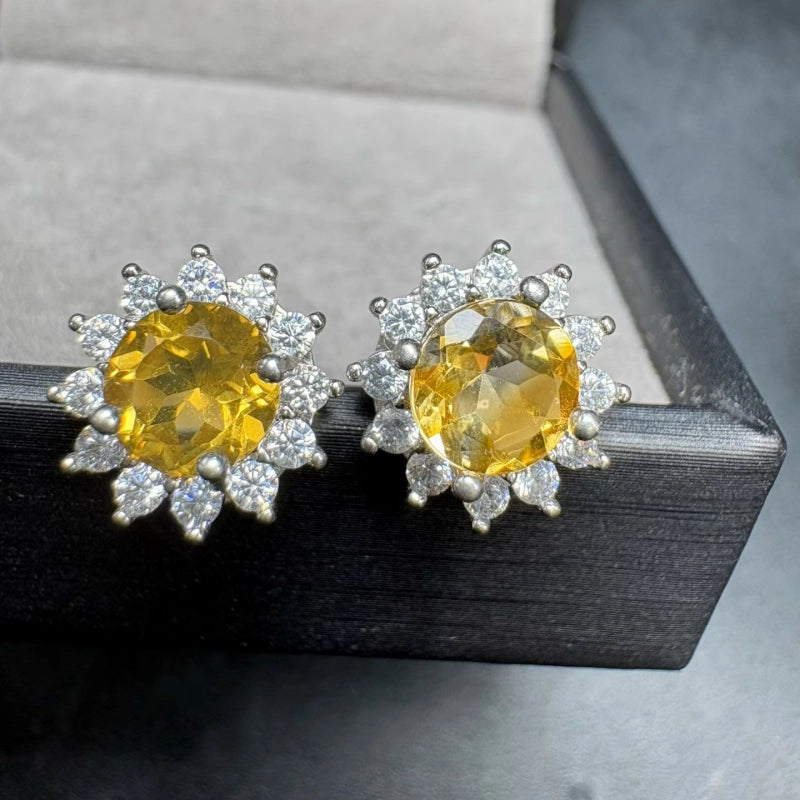 Natural Citrine Earrings - Sunflowers Thrive, Always Facing the Light