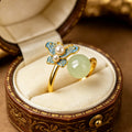 Hetian Jade Butterfly Enamel Pearl Ring – Wear Peace, Carry Fortune