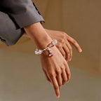 Bracelet brésilien en quartz clair incolore et améthyste – Purifier, ouvrir la sagesse, attirer les bienfaiteurs