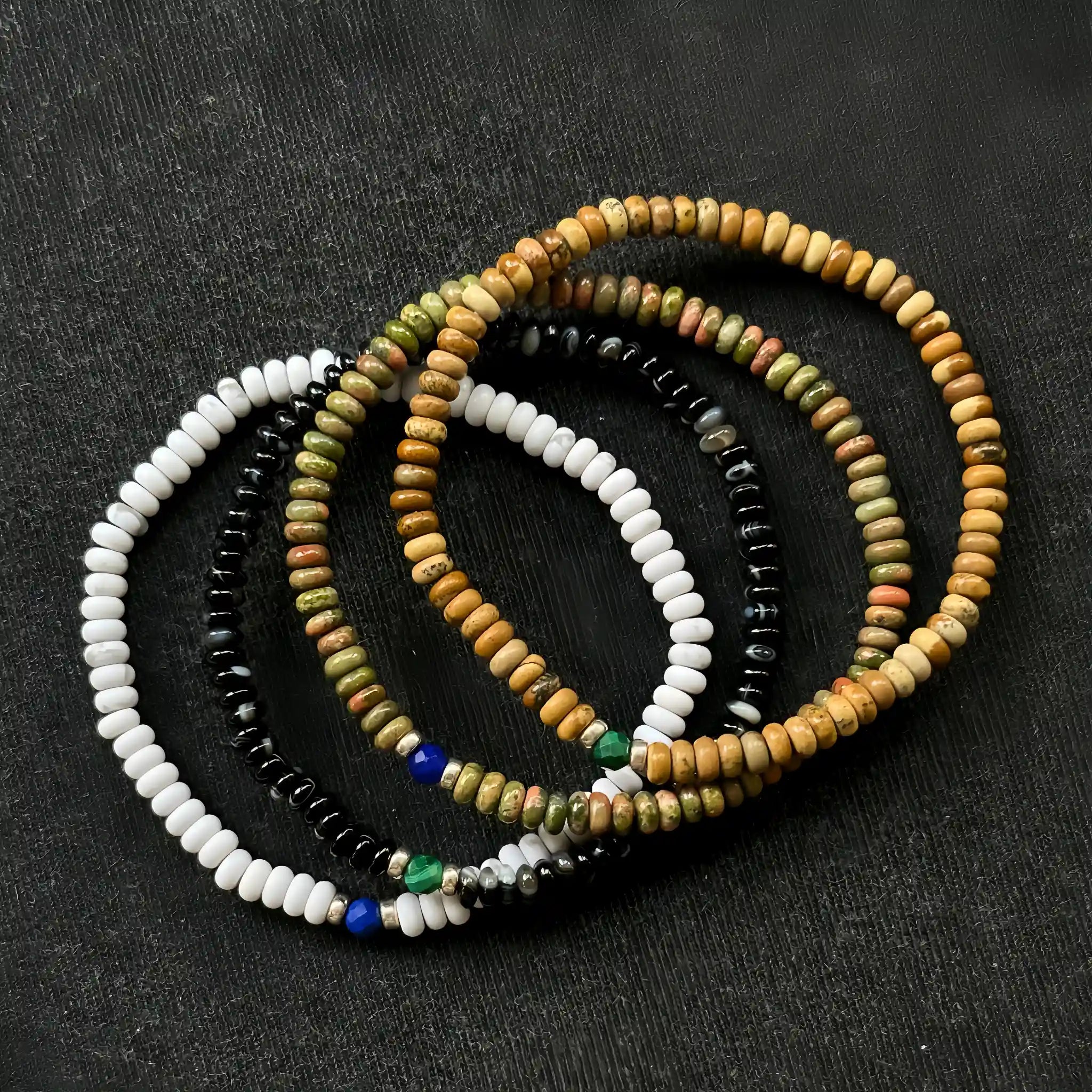 Natural Stone Abacus Bead Stackable Bracelet - guards inner peace