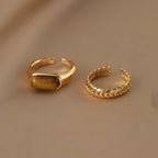 Natural Tiger Eye Stone Ring With Retro Saddle And High-end Design