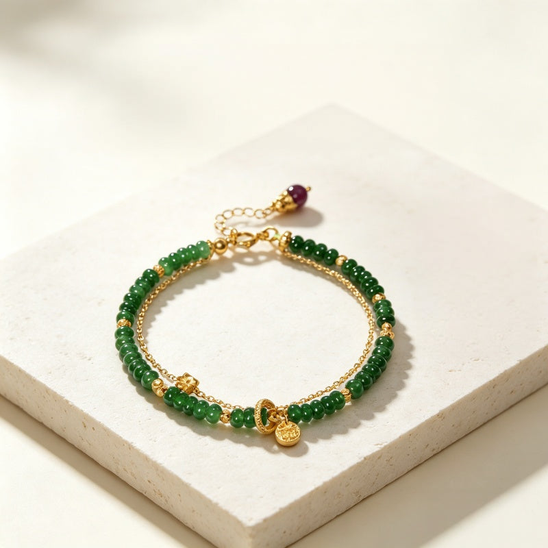 Bracelet en jade Hetian naturel Lotus Éclat Pur