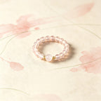 Natutal Rose Quartz Elastic Ring - Love and Peace