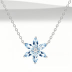 Natural Aquamarine Flower Necklace - Calm Your Energy