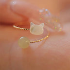 Bague Fleur Torsadée en Jade Hetian - Énergie Apaisante, Chance Durable