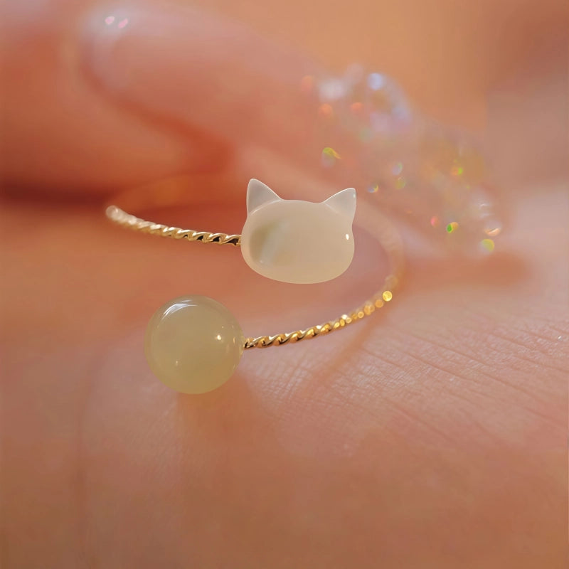 Bague Fleur Torsadée en Jade Hetian - Énergie Apaisante, Chance Durable