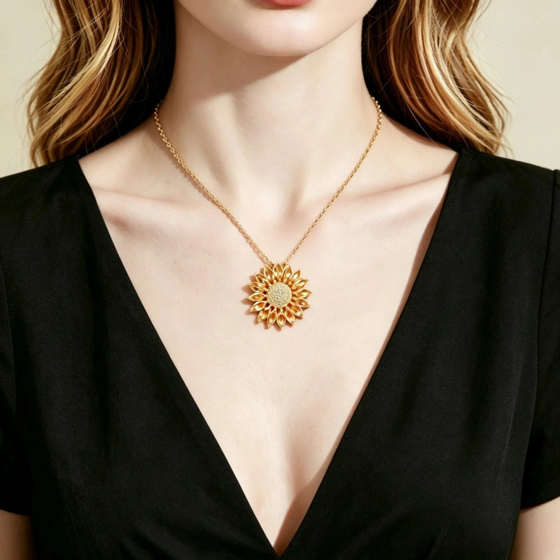The Smile of Sunflower Natural Crystal Necklace