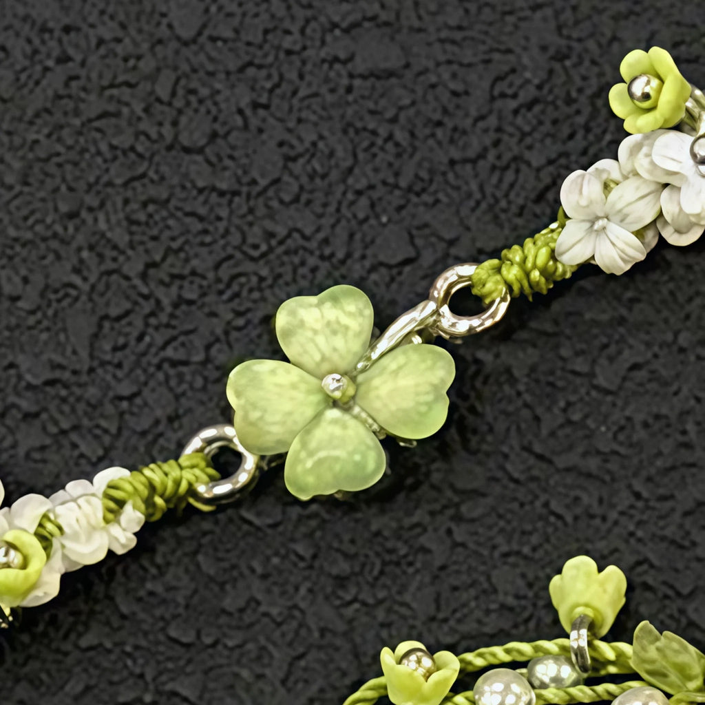Bracelet tressé floral fait main
