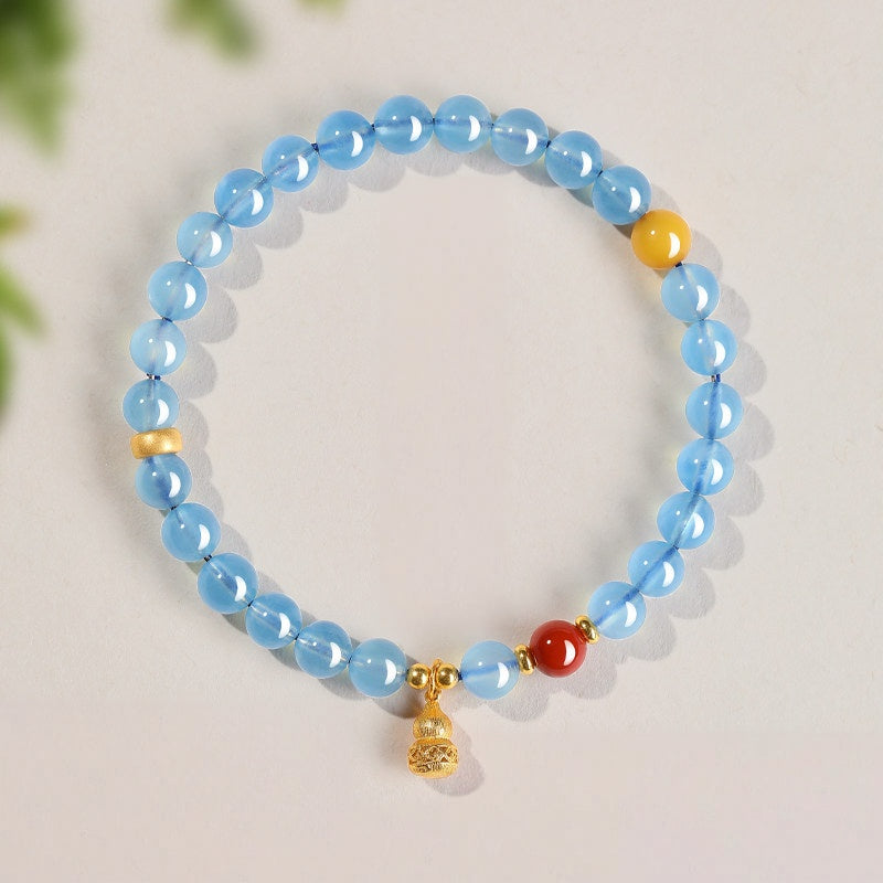 Bracelet en aigue-marine naturelle « Gourde de fortune »