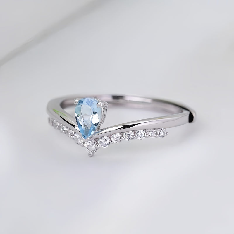 Bague Goutte d'Eau en Aigue-marine – Éloquence et Popularité Accrues