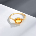 Bague délicate en citrine naturelle plaqué or 14 carats