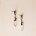 Natural Clear Quartz Drop Earrings - Purifies Your Aura