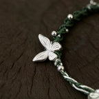 Hand Braided Silver Lotus Butterfly Bracelet - Purity & Freedom