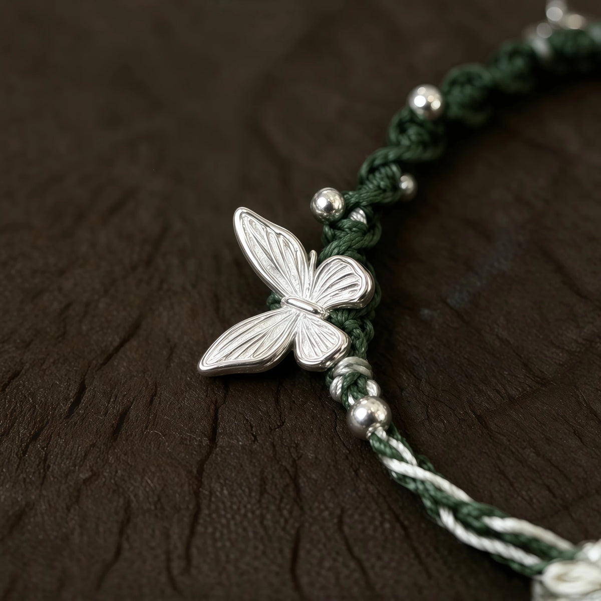Hand Braided Silver Lotus Butterfly Bracelet - Purity & Freedom