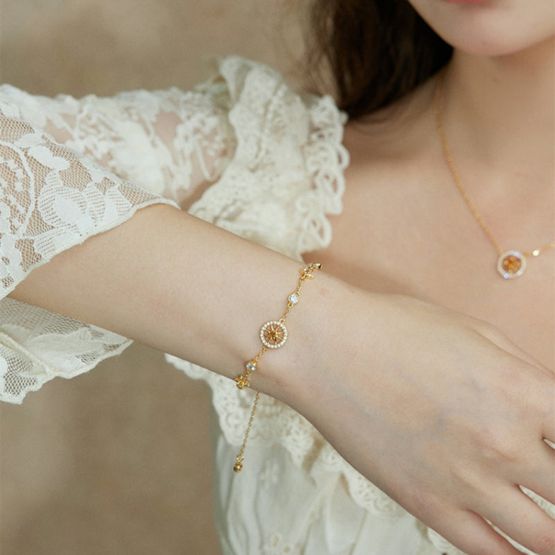 Abundance Compass Natural Citrine Necklace/Bracelet Set - Wealth & Opportunity
