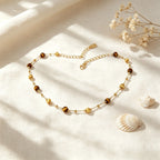 Collier en pierre œil de tigre naturelle, ras-de-cou Maillard ciel étoilé