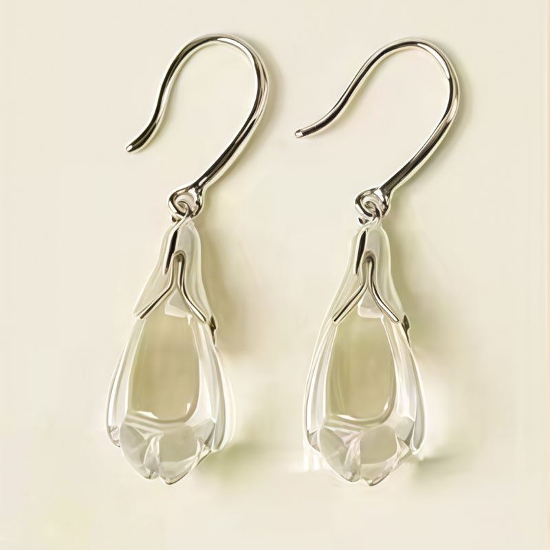 Boucles d'oreilles pendantes Magnolia en cristal naturel