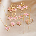 Rose Quartz Necklace Earrings Ring Jewelry Set - Embrace Self‑Love Energy