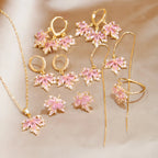 Rose Quartz Necklace Earrings Ring Jewelry Set - Embrace Self‑Love Energy