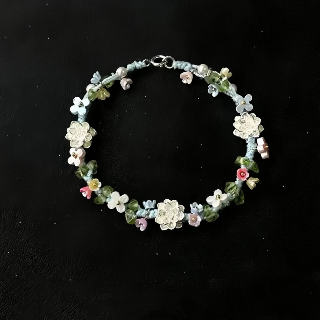 Bracelet tressé floral fait main