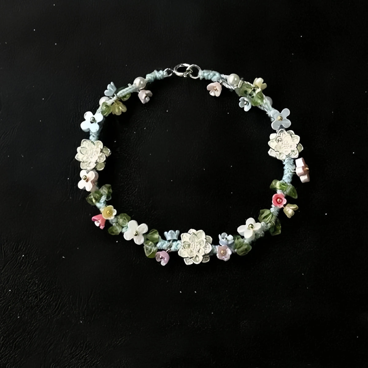 Bracelet tressé floral fait main