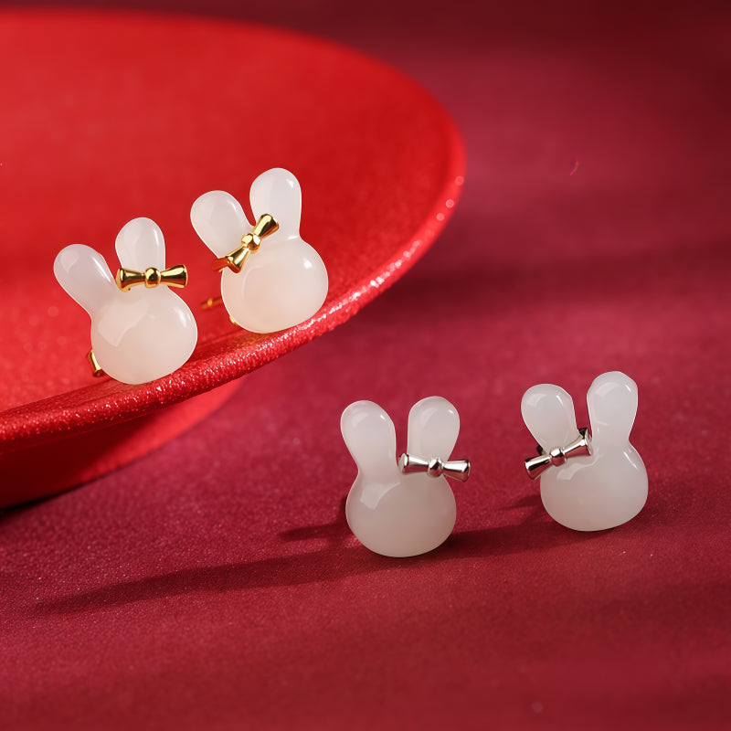 Bunny Natural  Hetian Jade Earrings - Blending Sweet Girlishness with Gentle, Calming Energy