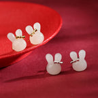 Boucles d'oreilles Calypsa Bunny en jade Hetian naturel