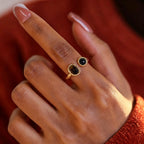 Natural Tiger Eye Stone Ring Retro Melad New Light Luxury Design Sense Courage Ring