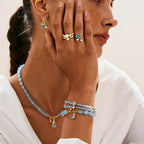 Bracelet porte-bonheur double couche aigue-marine - Souhait de l'océan