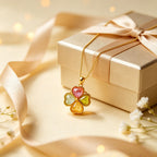 Collier trèfle à quatre feuilles et tourmaline multicolore – Cadeau d'anniversaire et de remise de diplôme pour meilleure amie