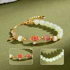 Bracelet en jade naturel de Hetian "Lueur intérieure" Lotus