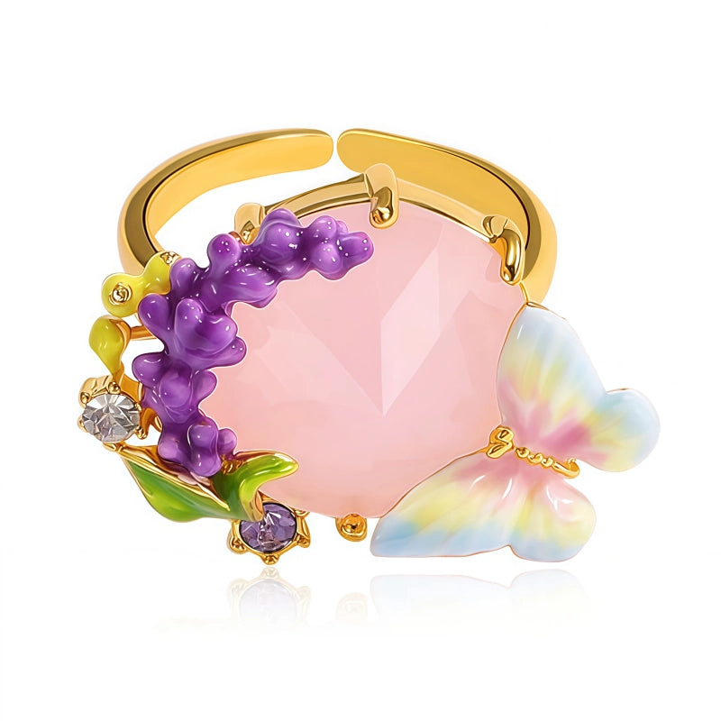 Bague Papillon de Rêve en Pierre Précieuse Lavande - Bague Calme