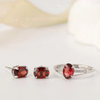 Natural Red Garnet Jewelry Set - Love & Protection