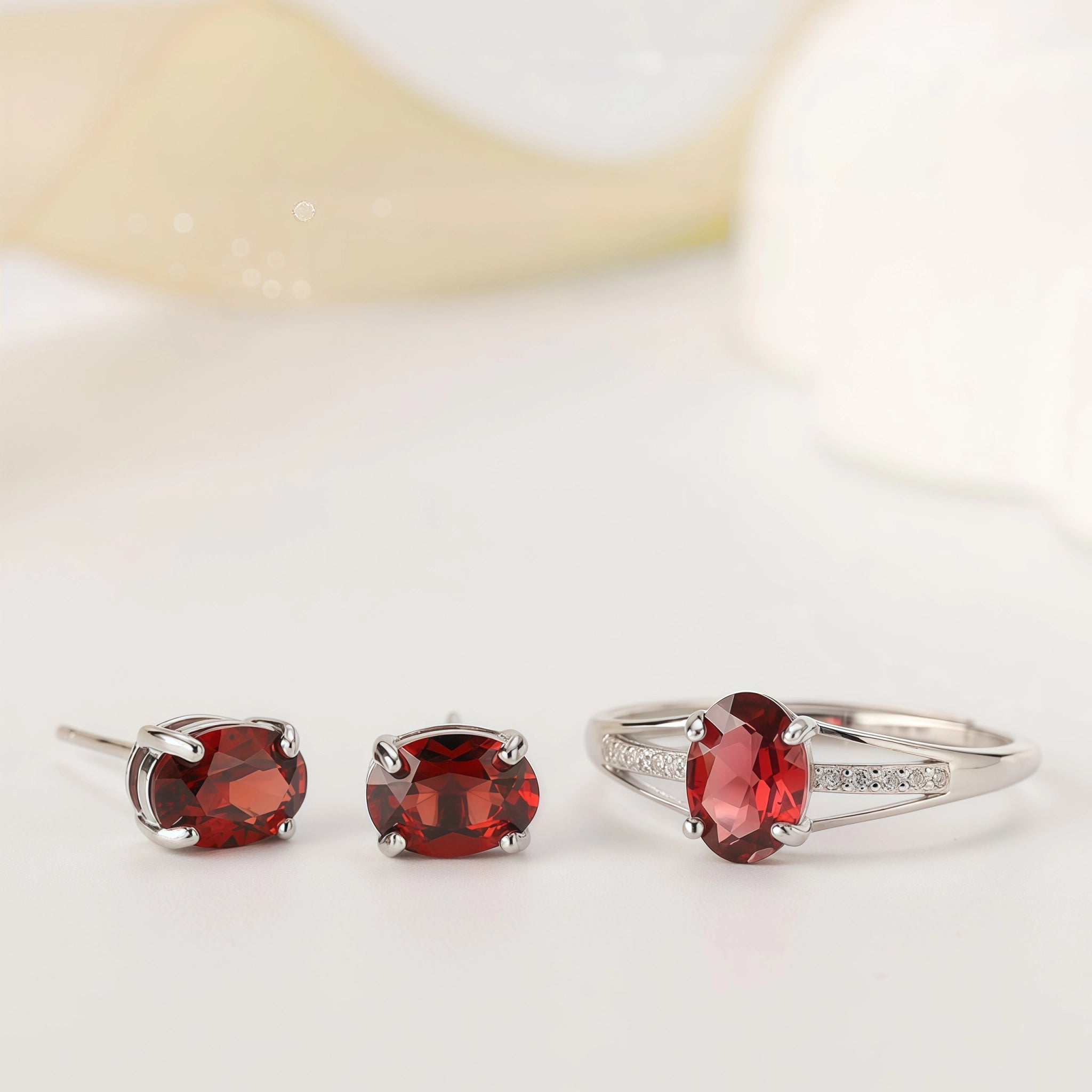 Natural Red Garnet Jewelry Set - Love & Protection