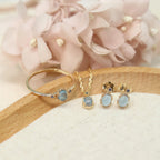 Oval Natural Aquamarine 3‑Piece Set - Courage & Peace