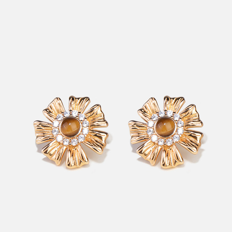 Boucles d'oreilles Œil de tigre naturel — Cadeau pour filles Maillard Little Daisy