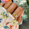 Bague en citrine jaune naturelle porte-bonheur et richesse