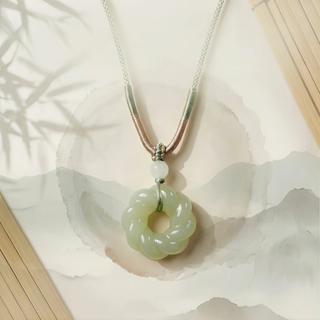 Collier Lotus Dew en jade Hetian naturel